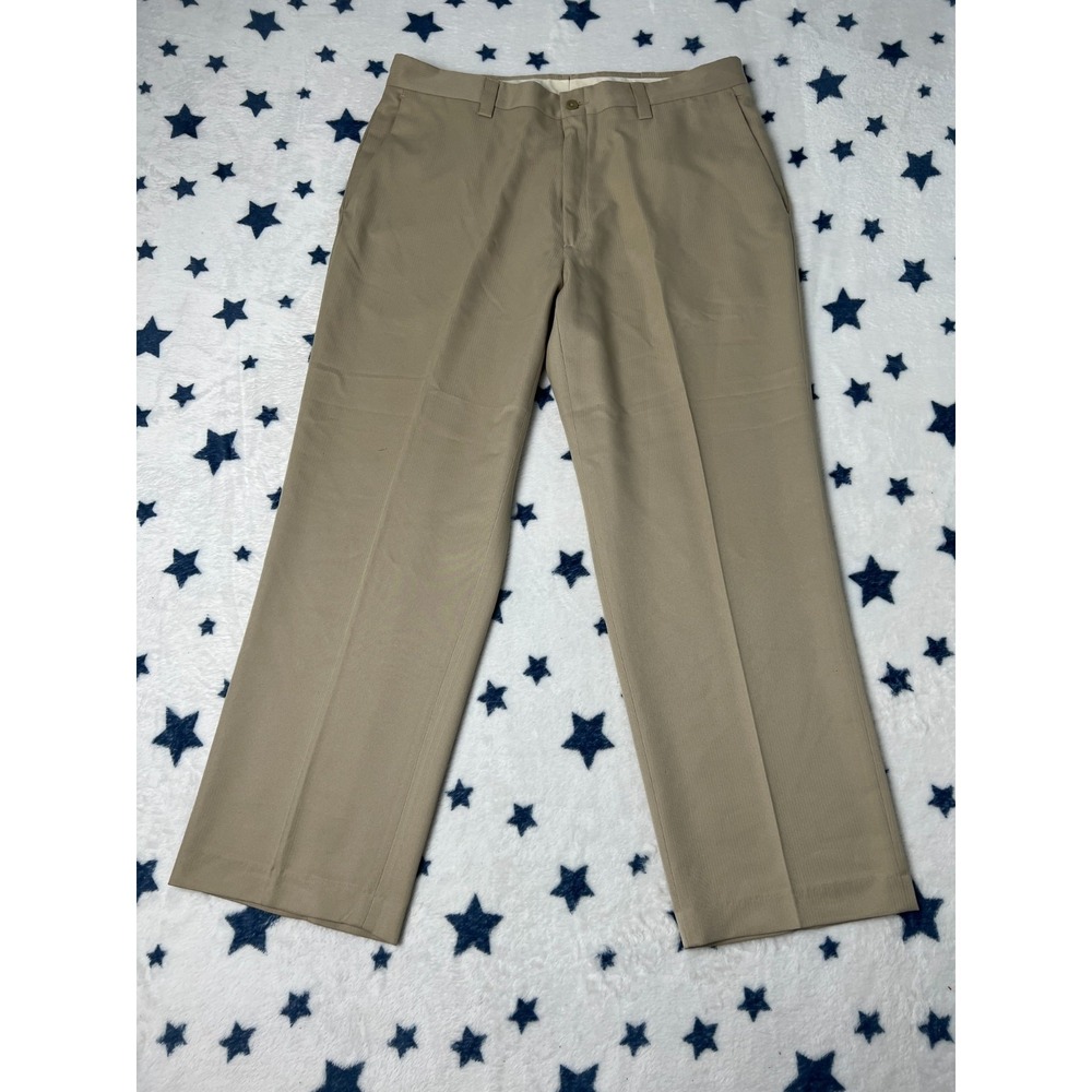 Kenneth Cole Reaction Dress Pants Mens 36x29 Beige Flat Front Career - Picture 2 of 9